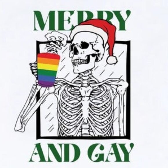 Merry and Gay Shirt, LGBTQ Christmas Shirt, Rainbow Pride Shirt - Picture 2 of 3